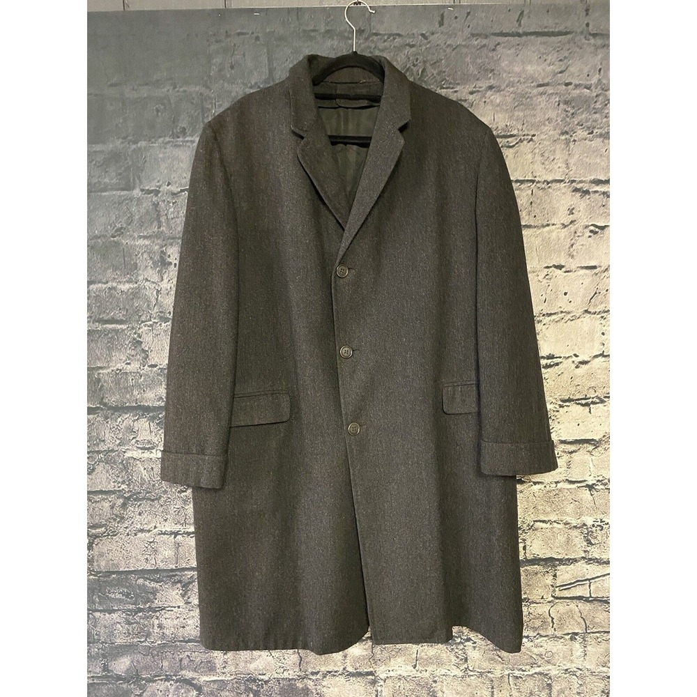 Brentwood Overcoat Extra Large Black Wool Herringbone Trench Coat Jacket Outdoor
